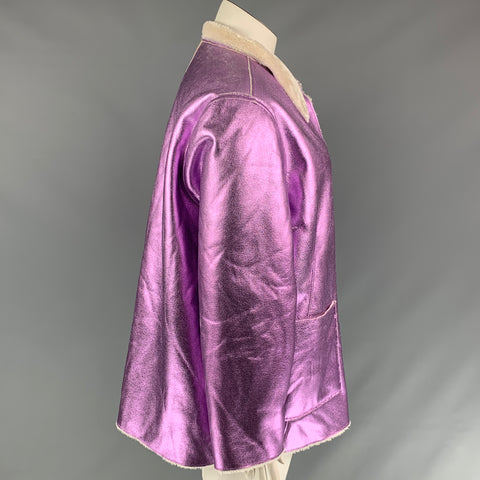 OPENING CEREMONY Size 10 Lavender Metallic Polyester Faux Fur Reversible Jacket