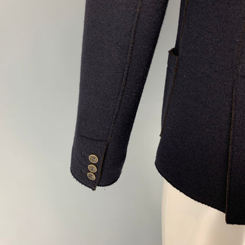 FALCONERI Talla 38 Abrigo deportivo de nailon y lana azul marino con un solo botonadura