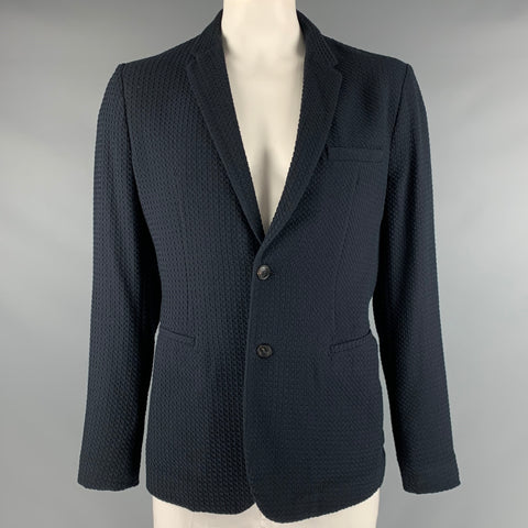 EMPORIO ARMANI Size 46 Textured Viscose Blend Single Breasted Sport Coat