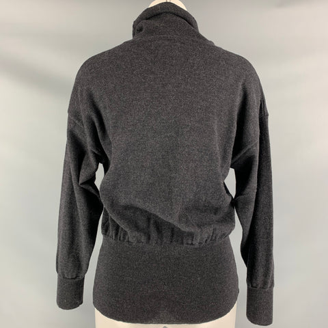 ESCADA Size 6 Charcoal Multicolour Wool Embroidered  Turtleneck Pullover
