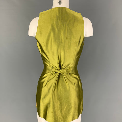 Vintage TODD OLDHAM Spring 1993 Size S Chartreuse Silk Vest