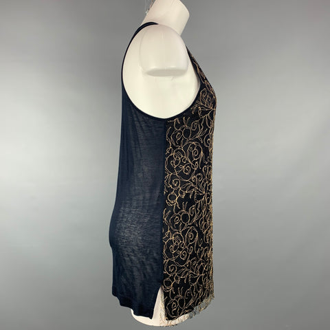 DRIES VAN NOTEN Size S Navy & Beige Viscose Blend Dress Top