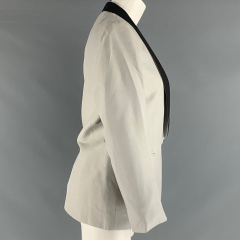 STELLA McCARTNEY Taille 8 Blazer de smoking en soie noir argenté