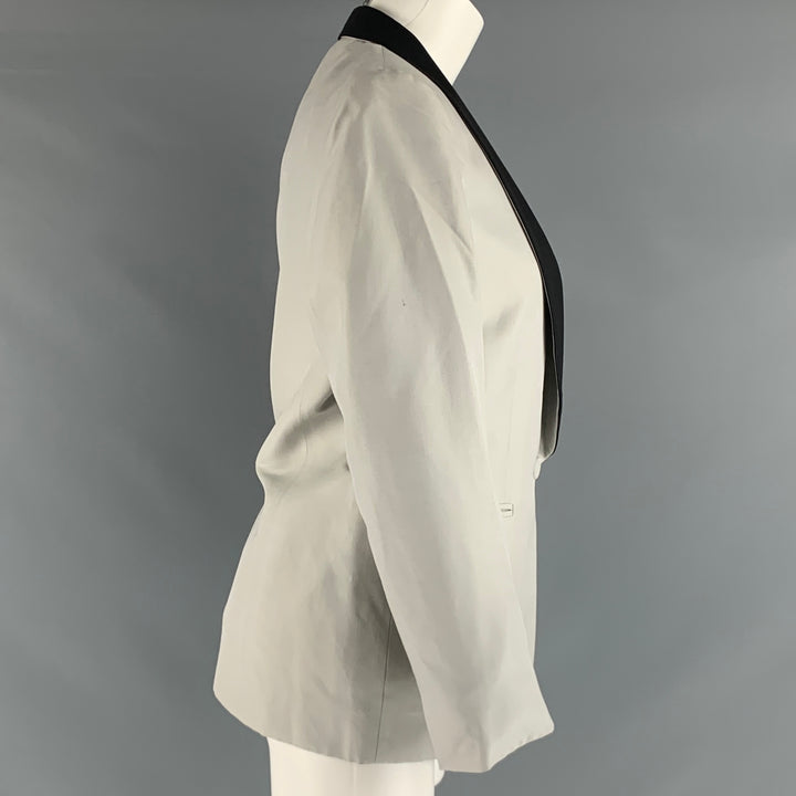 STELLA McCARTNEY Size 8 Silver Black Silk Tuxedo  Blazer