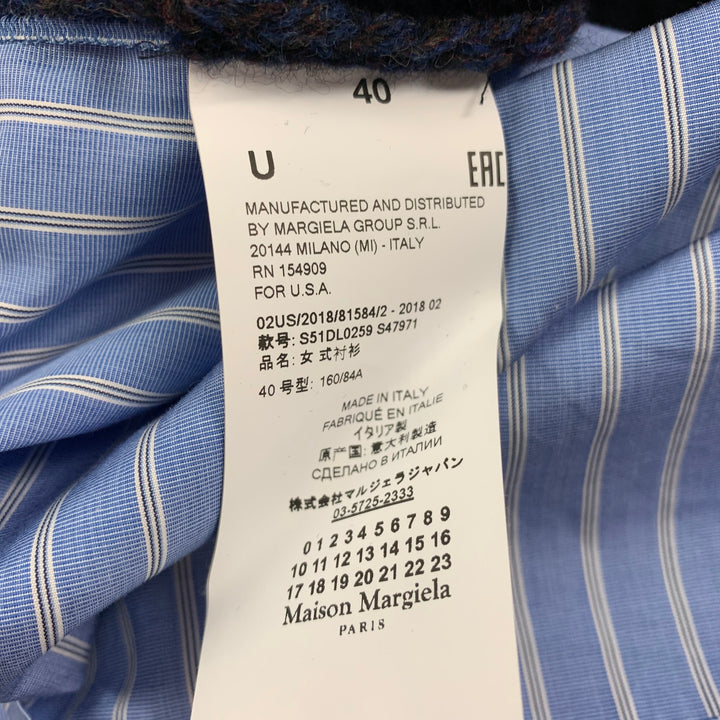 MAISON MARGIELA Size 4 Blue & Navy Cotton / Wool Knitted Pullover