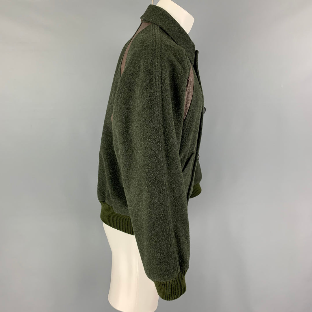 Vintage GUCCI Size 38 Green Forest Green Mixed Materials Wool Jacket