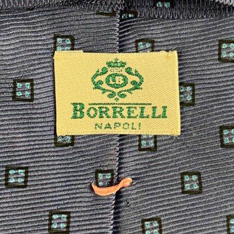 BORRELLI Blue Light Blue Squares Silk Tie