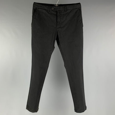 TODD SNYDER Size 32 Black Solid Cotton Zip Fly Casual Pants