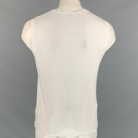ISABEL MARANT Size XL White Linen Sleeveless T-shirt
