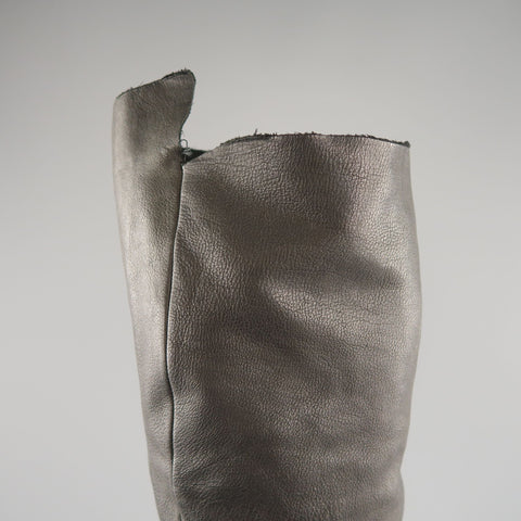 M.A.+ Size 7 Black Leather Thigh High Ankle Strip Biker Boots