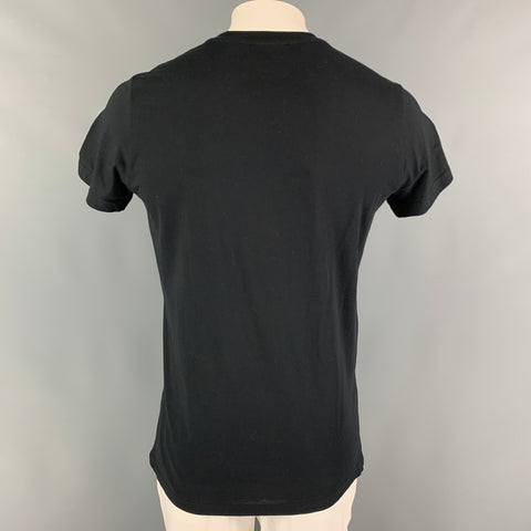 BALMAIN Size L Black Logo Cotton Crew-Neck T-shirt
