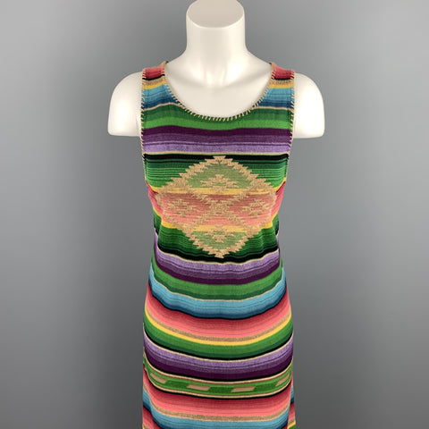 RALPH LAUREN Size M Multi-Color Knitted Silk Blend Sleeveless Dress