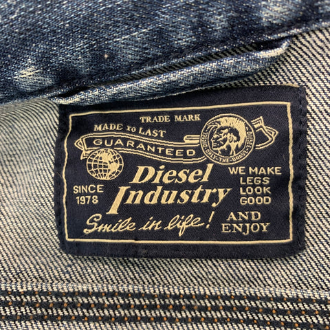 DIESEL Size L Blue Washed Denim Trucker Jacket