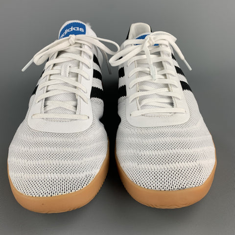 ADIDAS Size 12 White & Black Stripe Fabric Lace Up Sneakers