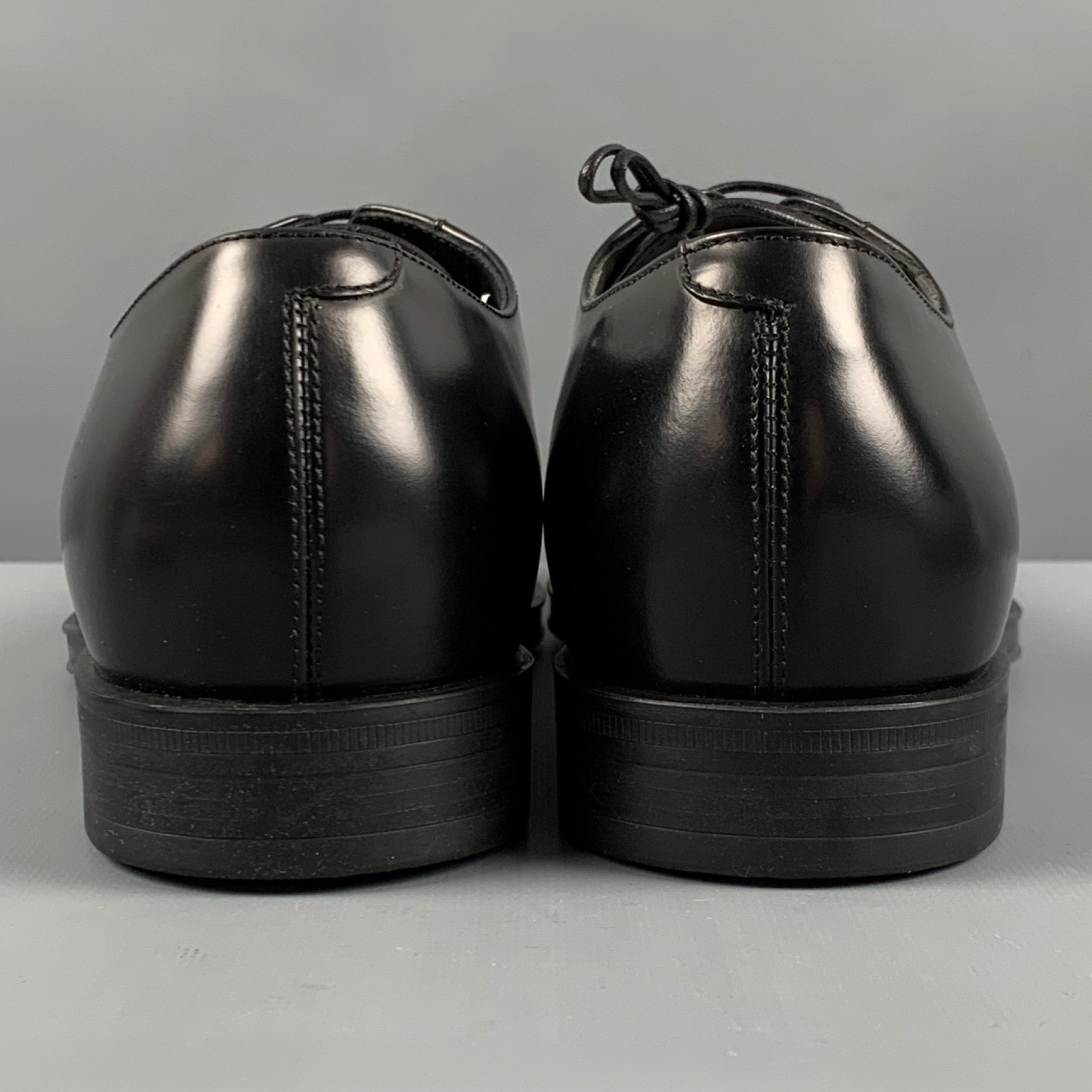 GIORGIO ARMANI Size 7 Black Leather Lace-Up Shoes – Sui