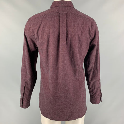 TODD SNYDER Size M Eggplant Heather Cotton &  Cashmere Long Sleeve Shirt