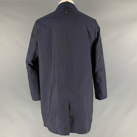 VALENTINO Size 40 Navy Solid Polyamide Silk Zip & Snaps Coat
