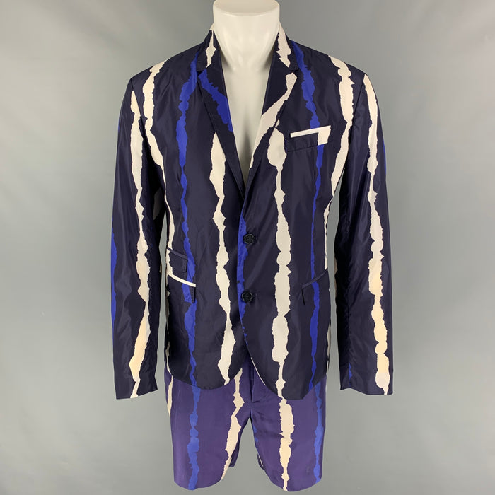 NEIL BARRETT Size M Blue White Abstract Poliammide Shorts Suit