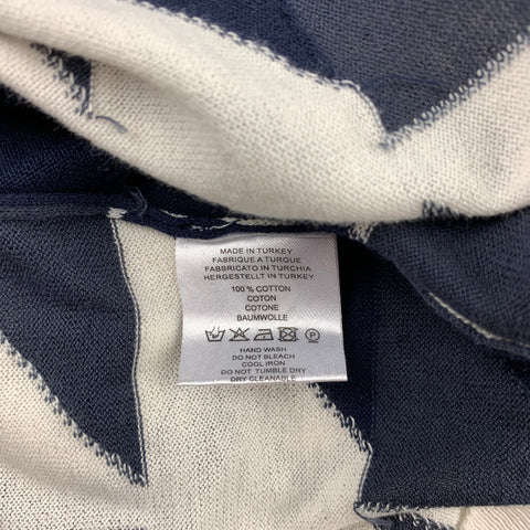 PS by PAUL SMITH Size L Off White &  Navy Geometric Cotton Crew-Neck Pullover