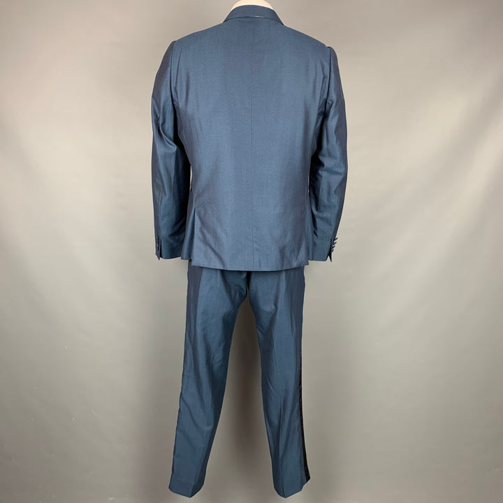 PAUL SMITH Size 46 Regular Steel Blue Wool / Cotton Tuxedo Suit