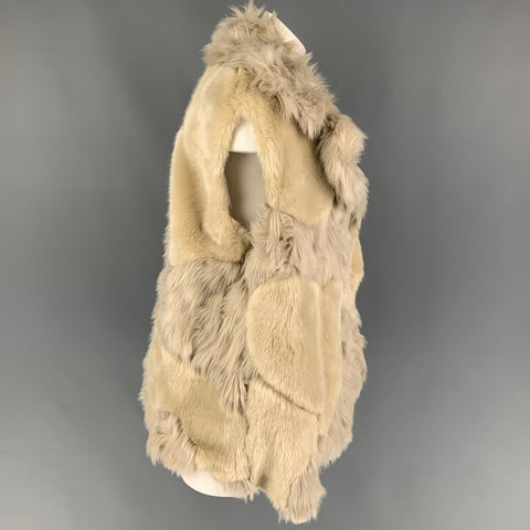 STELLA McCARTNEY Taille S Gilet en fausse fourrure acrylique beige