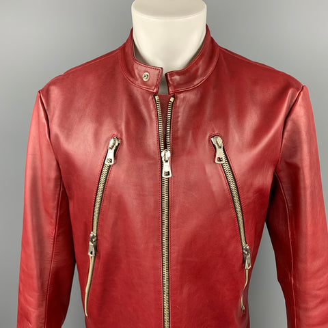 MARTIN MARGIELA Size Size M Brick Red Leather Motorcycle Jacket