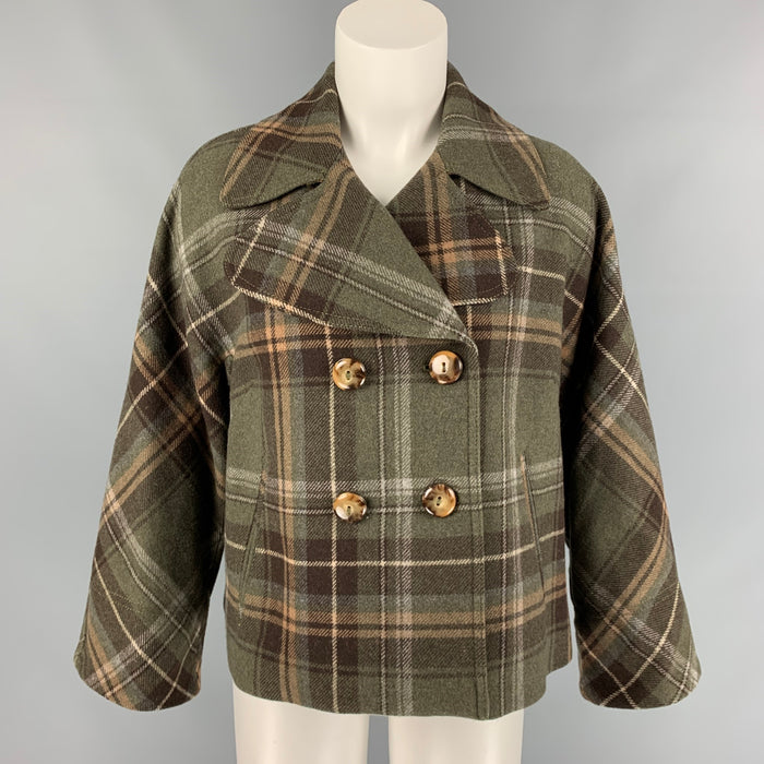D&amp;G by DOLCE &amp; GABBANA Talla 4 Chaqueta verde oliva, negra y a cuadros