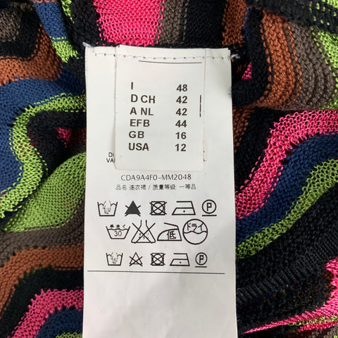 M MISSONI Size 12 Multi-Color Knitted Cotton Blend A-line Dress