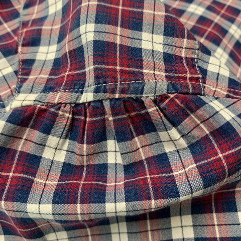 BRUNELLO CUCINELLI Size S Navy Burgundy Plaid Button Down Long Sleeve Shirt