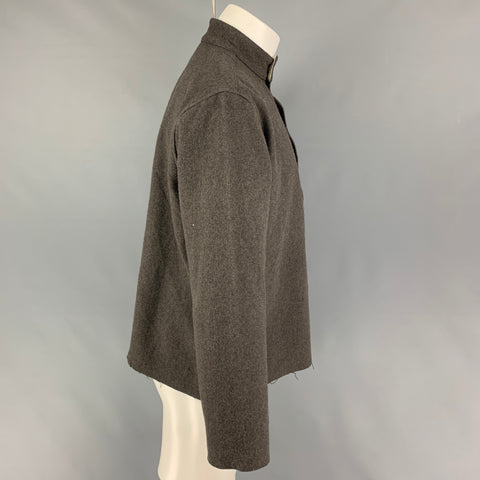 NEEDLES Chaqueta con media tapeta de nailon y lana gris talla M
