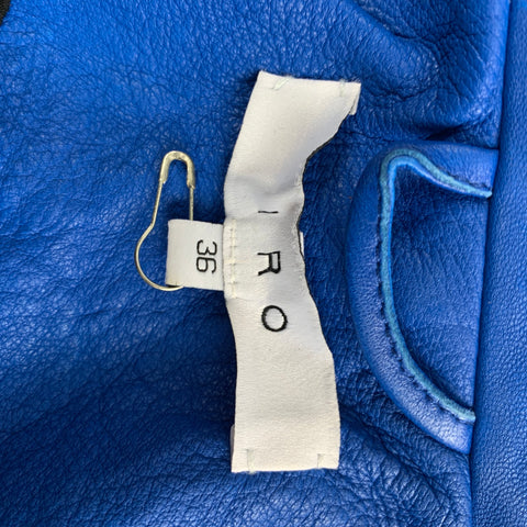 IRO Size 0 Blue Leather Lamb Skin Motorcycle Jacket
