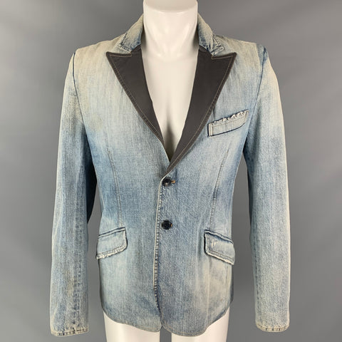 D&G by DOLCE & GABBANA Size 40 Blue Distressed Denim Jacket