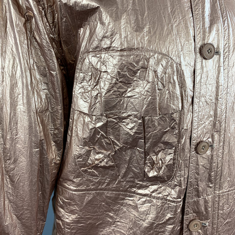 HELMUT LANG Size M Metallic Copper Wrinkled Tyvek Hooded Lace Up Jacket