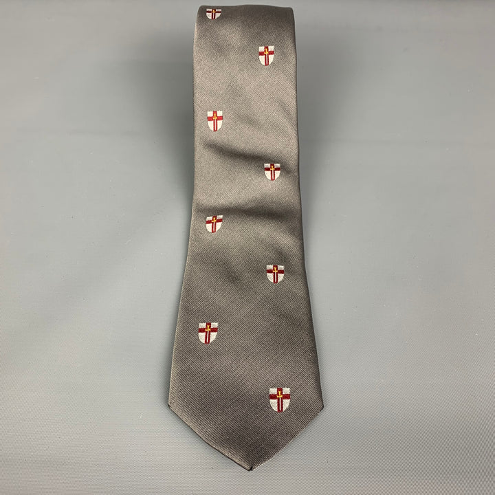 Corbata de seda BREUER cruces rojas plateadas