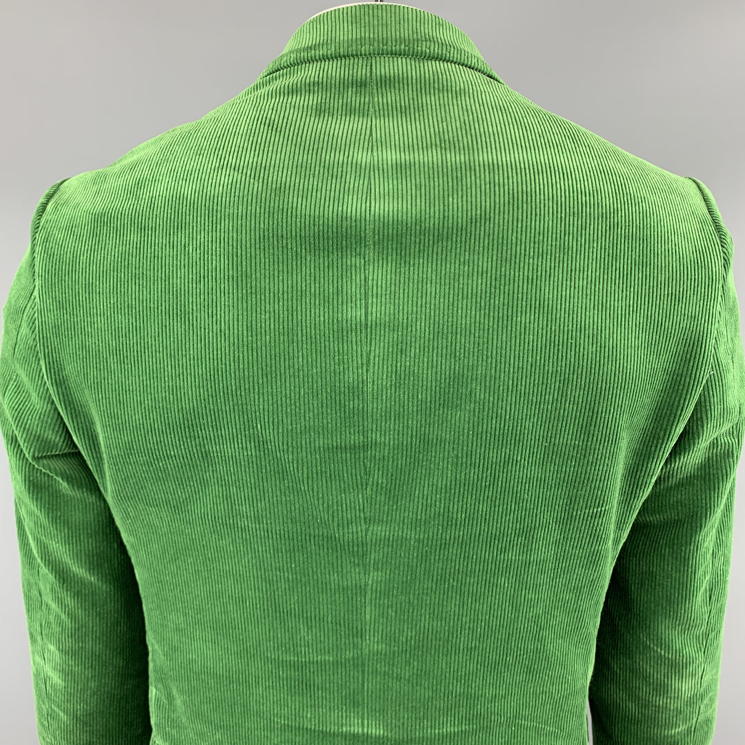 ETRO Chaqueta deportiva con dos botones y solapa de muesca de pana verde talla 40