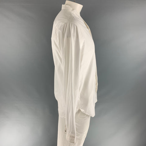 THE KOOPLES Taille XL Chemise à manches longues en coton uni blanc à col ouvert