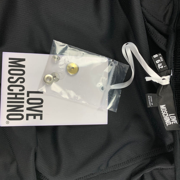 LOVE MOSCHINO Talla 6 Chaqueta bomber con botones a presión de poliéster texturizado negro