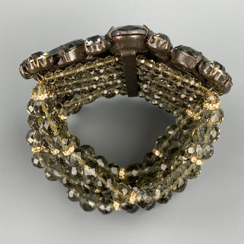 VINTAGE Green Cross Crystal Beaded Bracelet