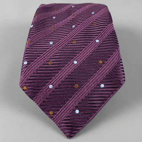 CANALI Purple Ribbed Silk Tie