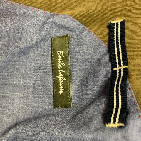 EMILE LAFAURIE Size 38 Olive Corduroy Cotton Sport Coat