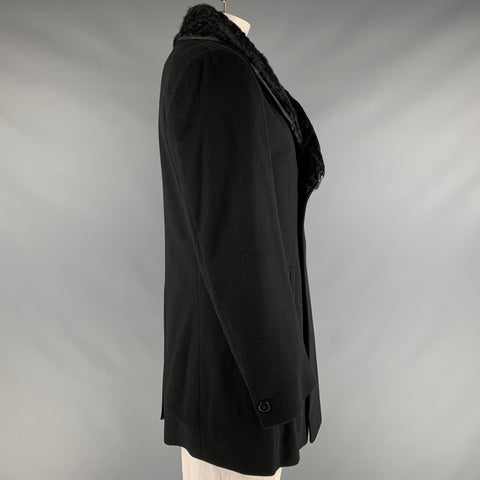 Z ZEGNA Size 46 Black Cashmere Double Breasted Coat