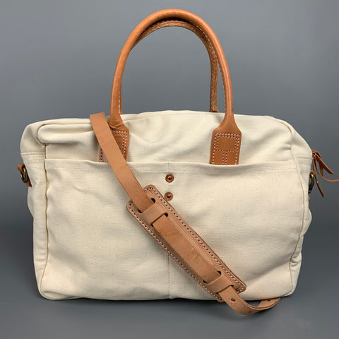 HERITAGE Sac fourre-tout en cuir et toile naturelle et beige