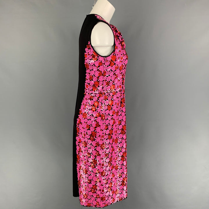 MARC JACOBS Size 4 Pink Black Polyester Blend Sequined Shift Dress