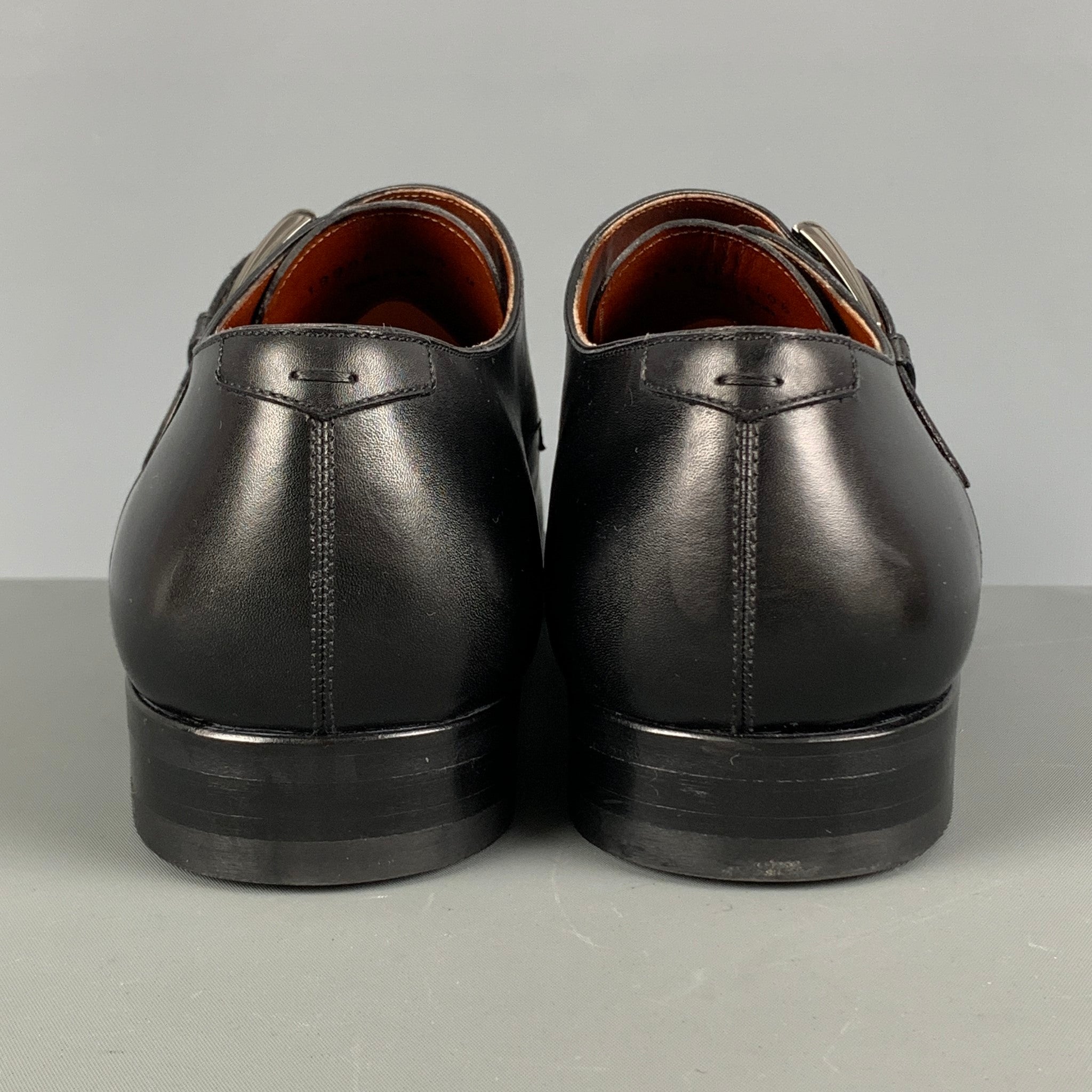 MAGNANNI SELECCION Size 10.5 Black Leather Monk Strap Loafers