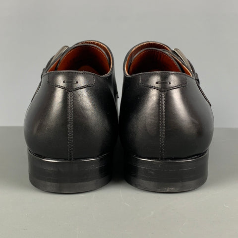 MAGNANNI SELECCION Size 10.5 Black Leather Monk Strap Loafers