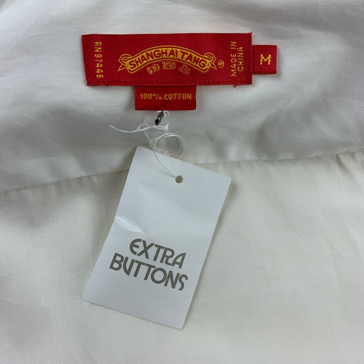 SHANGHAI TANG Size M White Cotton Nehru Collar Long Sleeve Shirt