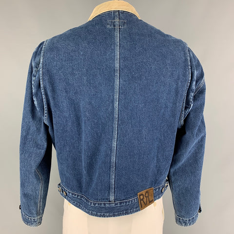 RRL by RALPH LAUREN Size L Blue Taupe Cotton Trucker Jacket