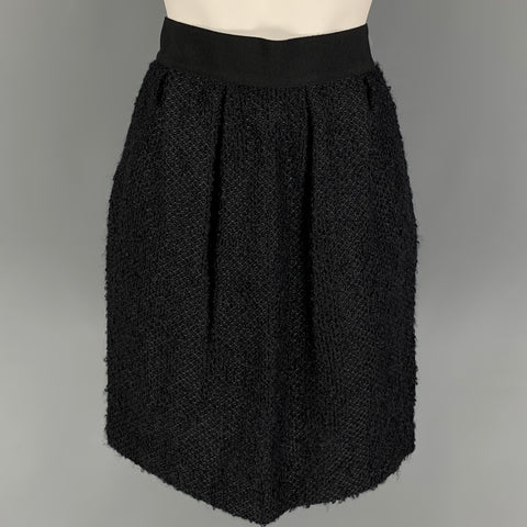 VALENTINO Size 8 Black Mohair Blend Pleated Skirt