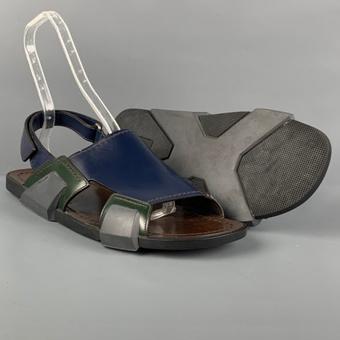 PRADA Taille 11 Sandales en cuir bicolore bleu vert