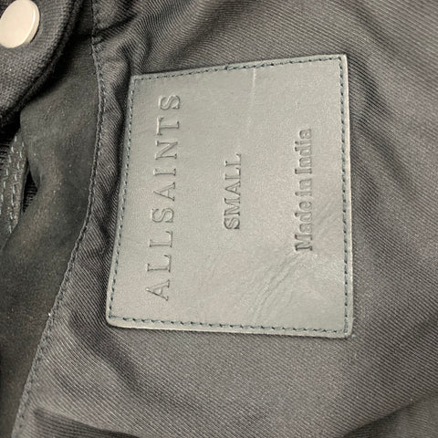 ALLSAINTS Size S Black Suede Cotton Detachable Hood Jacket